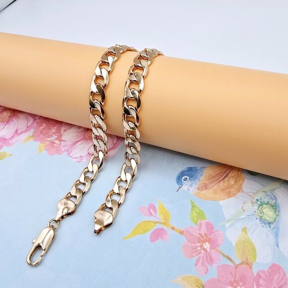 Rose Gold Cuban Link Chain Necklace for Men & Women, 23.6 Inch Length, XPNL0076 - Picture 6 of 12